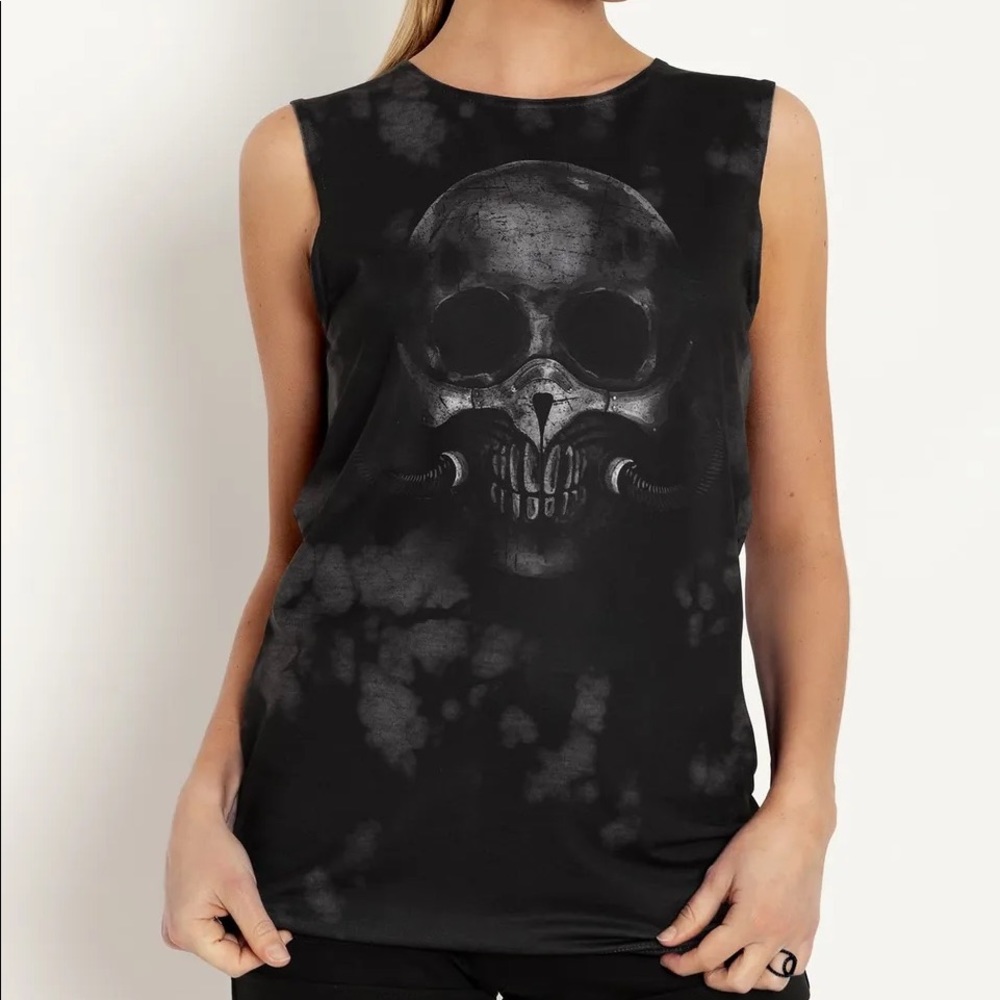 Blackmilk ‘FACE DEATH MUSCLE SHIRT” Size Small S NWT Skull Gasmask